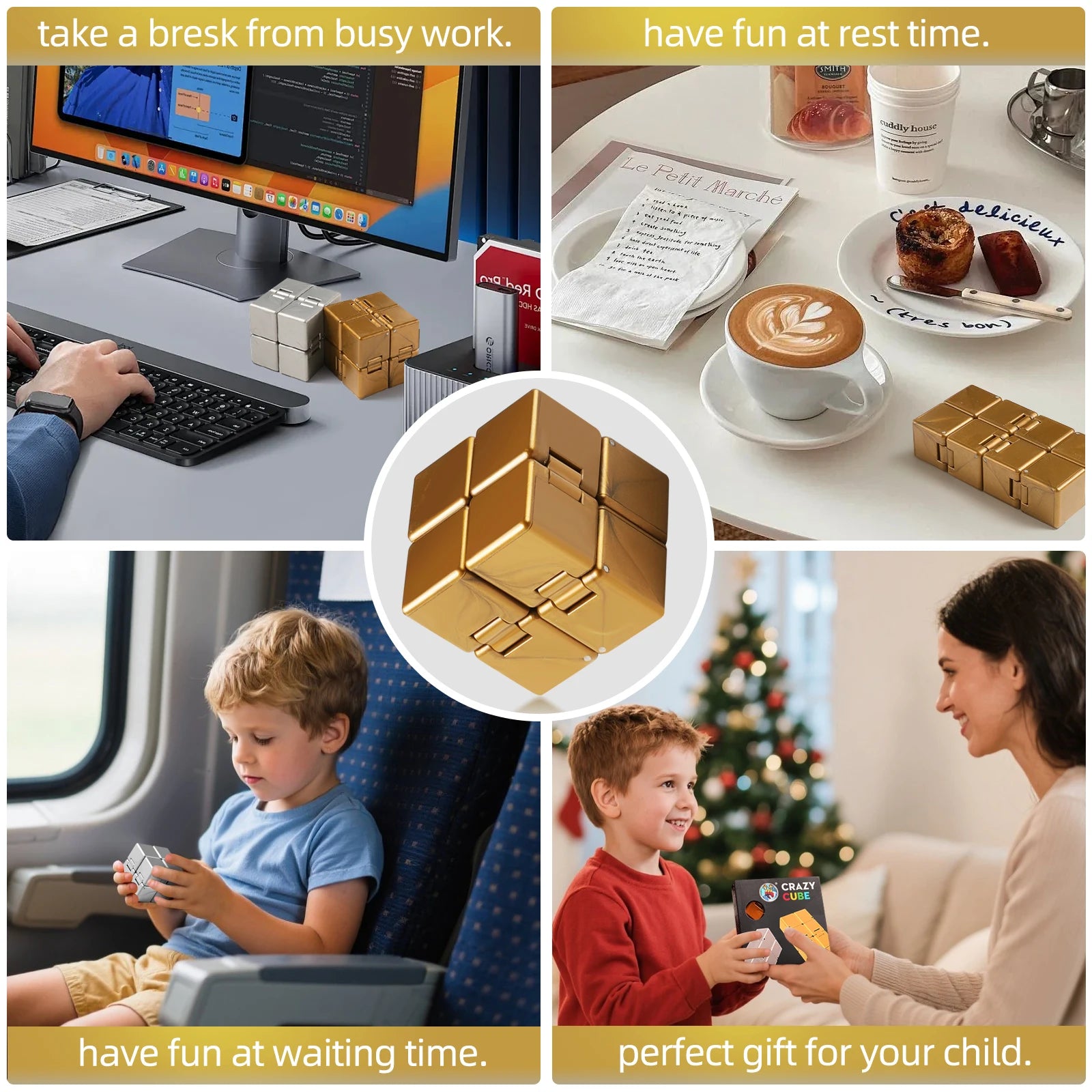 Infinity Cube Sensory Fidget Toy, Fidgeting Game for Kids and Adults, Cool Mini Toy for Stress and Anxiety Relief and Kill Time