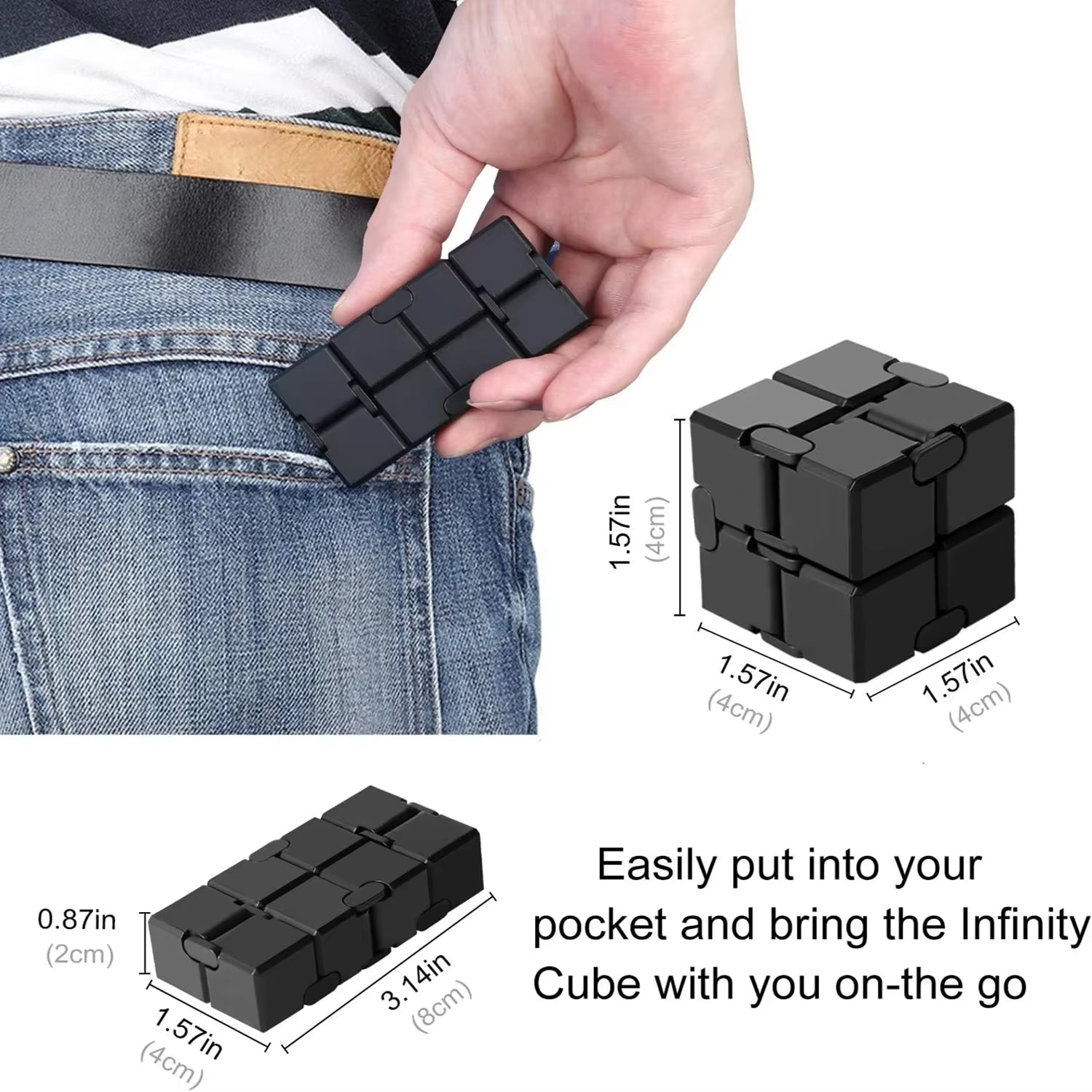 Premium Alloy & Plastic Infinity Cube Fidget Toy – Stress Relief, Anxiety & Sensory Toy for Kids & Adults